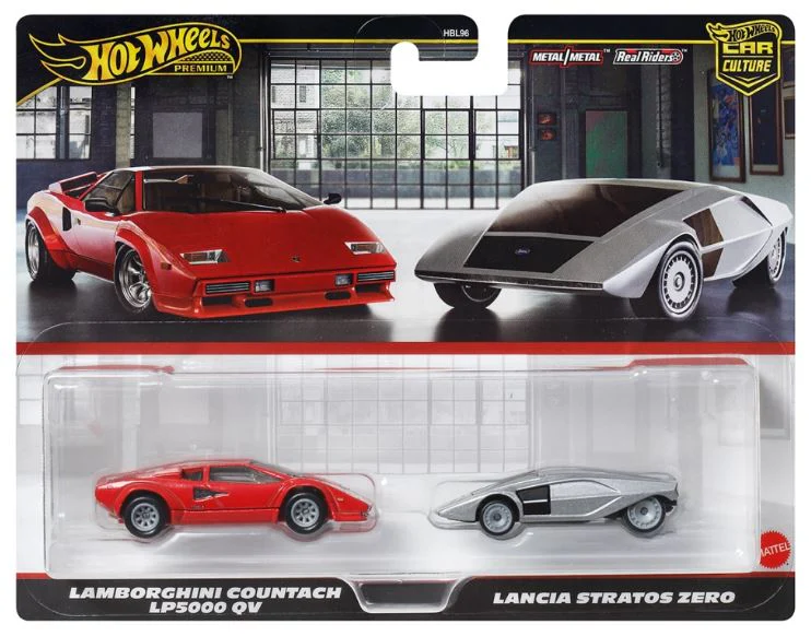 HOT WHEELS PREMIUM 2 PACK - LAMBORGHINI COUNTACH LP5000 QV / LANCIA STRATOS ZERO
