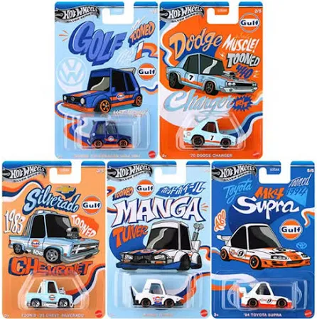HOT WHEELS TOONED GULF - SET OF 5