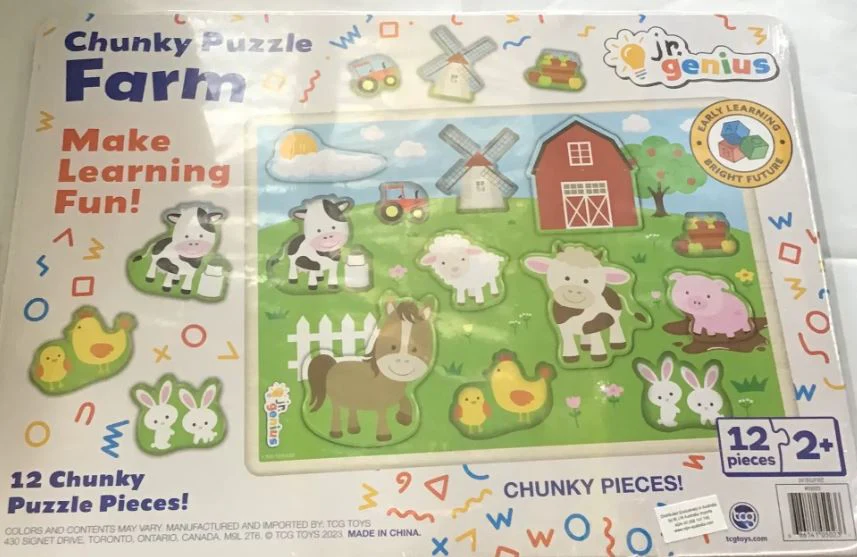 JR. GENIUS CHUNK PUZZLE - FARM 12PC - Image 2