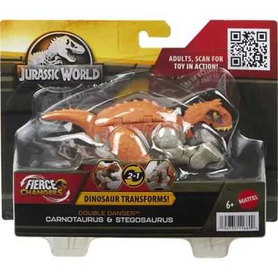 JURASSIC WORLD - FIERCE CHANGERS DOUBLE DANGER CARNOTAURUS & STEGOSAURUS ACTION FIGURE