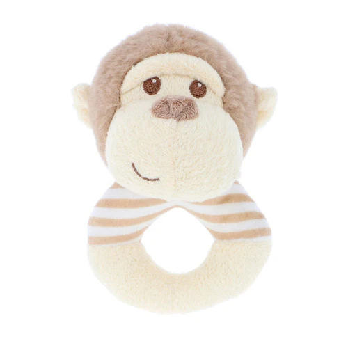 KEELECO BABY RING RATTLE - BROWN MONKEY