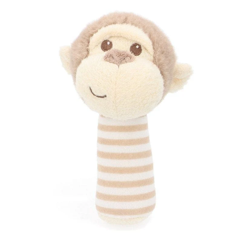 KEELECO BABY STICK RATTLE - BROWN MONKEY