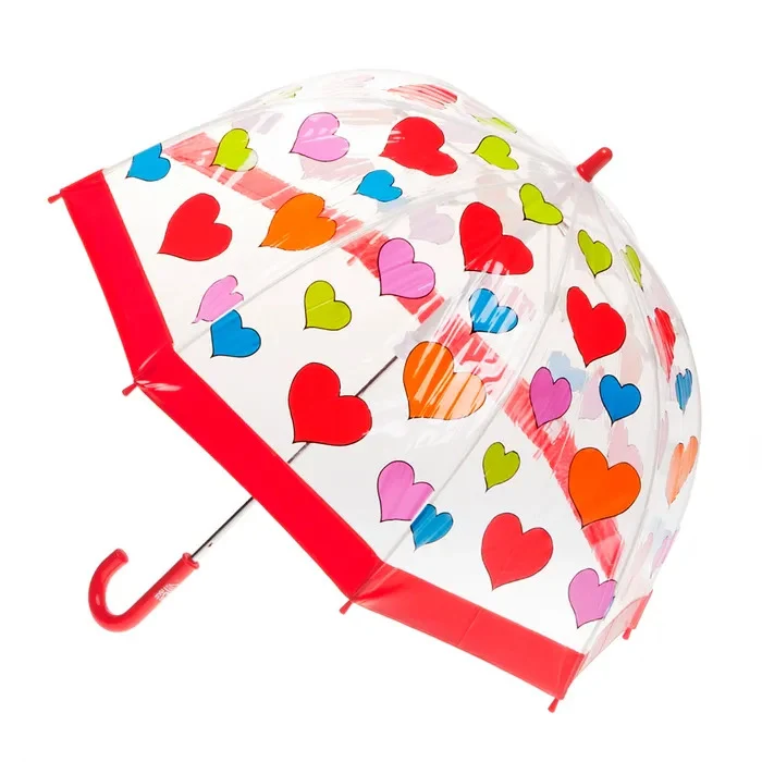 KIDS PVC BIRDCAGE UMBRELLA - HEARTS