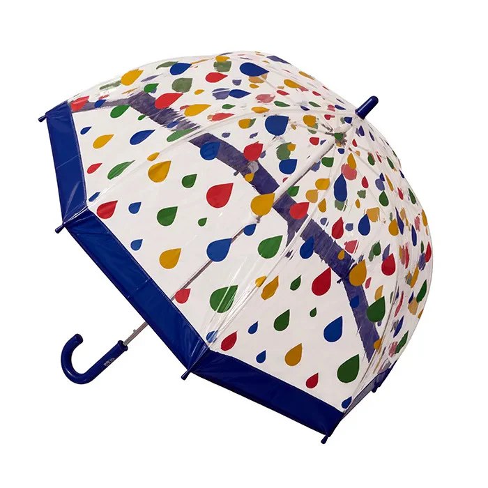 KIDS PVC BIRDCAGE UMBRELLA - RAINDROPS