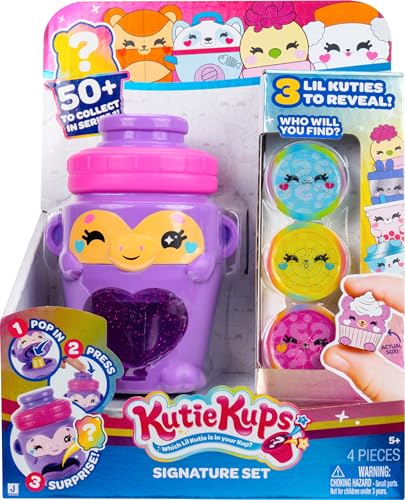 KUTIE KUPS - PURPLE WATER BOTTLE MONKEY 3 PACK SIGNATURE SET