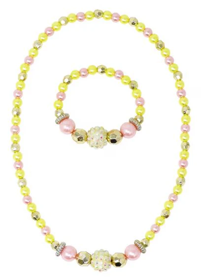 PINK POPPY - LEMON DELIGHT STRETCH BEADED NECKLACE AND BRACELET SET