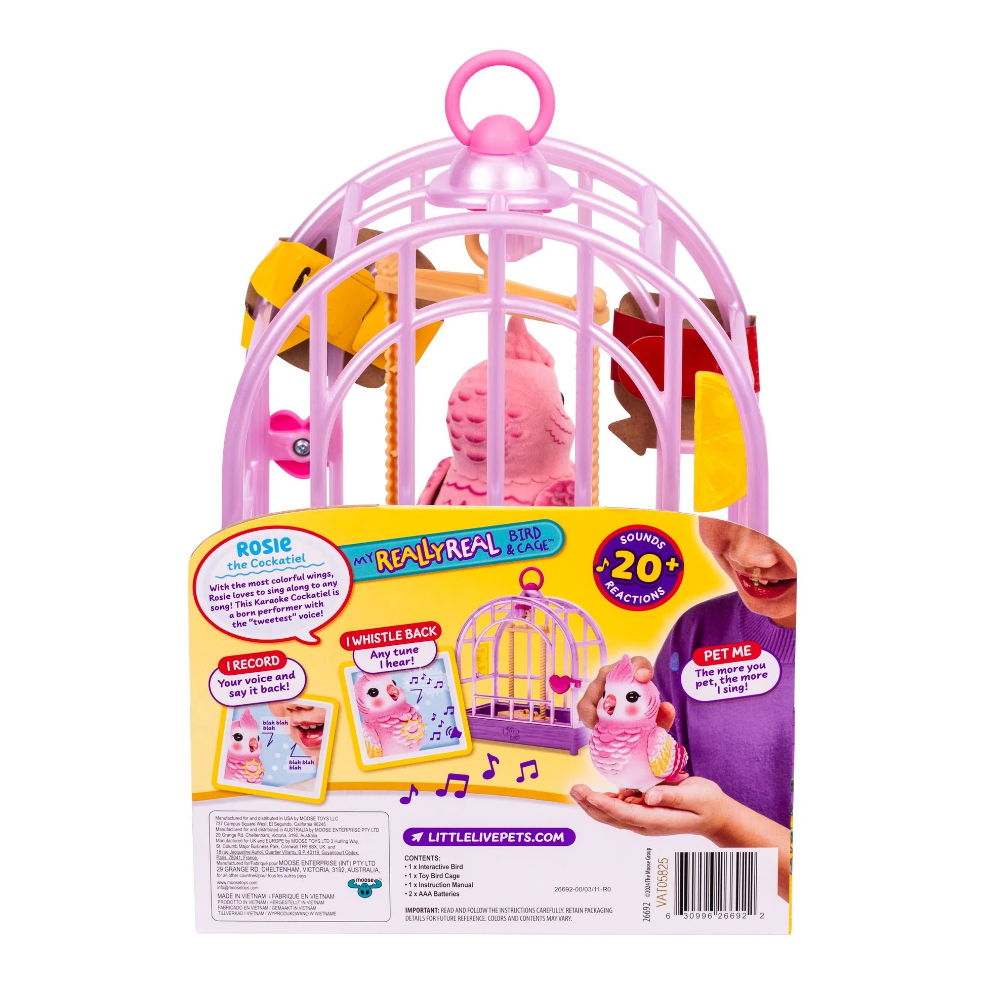 LITTLE LIVE PETS - MY REALLY REAL BIRD AND CAGE PINK - Image 4