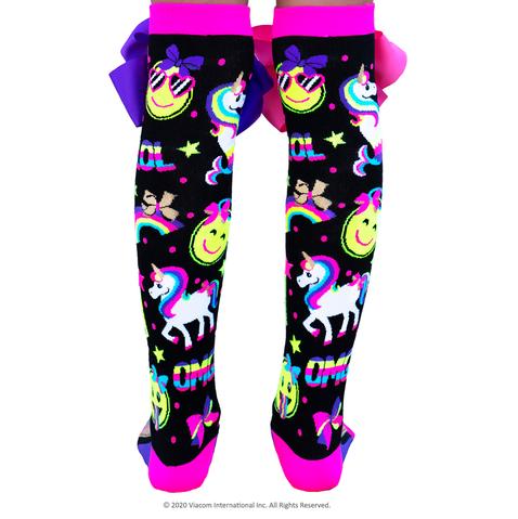 MADMIA JOJO UNICORN EMOJI socks with bows and Gold glitter - Image 2
