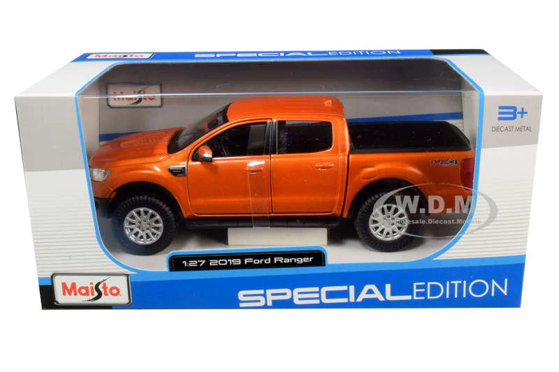 MAISTO 1:27 2019 FORD RANGER 4 DOOR CAB ORANGE DIECAST MODEL - Image 2