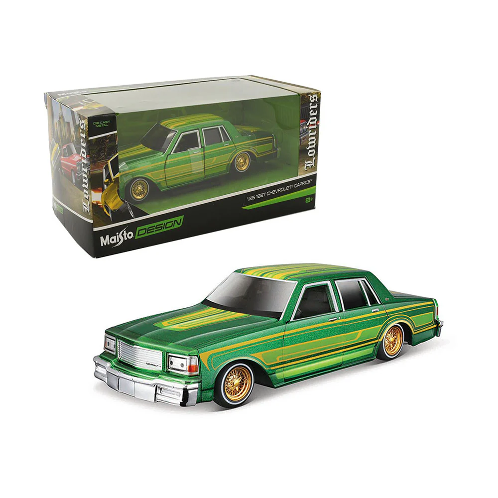 MAISTO LICENSED 1:24 SCALE DESIGN LOWRIDERS CHEVROLET CAPRICE 1987 DIECAST MODEL CAR GREEN