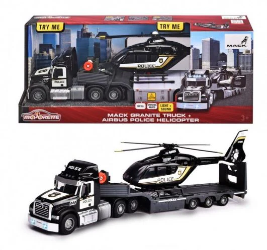 MAJORETTE MACK GRANITE TRUCK AND AIRBUS POLICE HELICOPTER