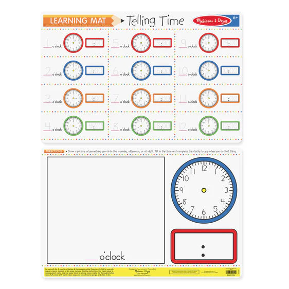 MELISSA AND DOUG LEARNING MAT - TELLING TIME