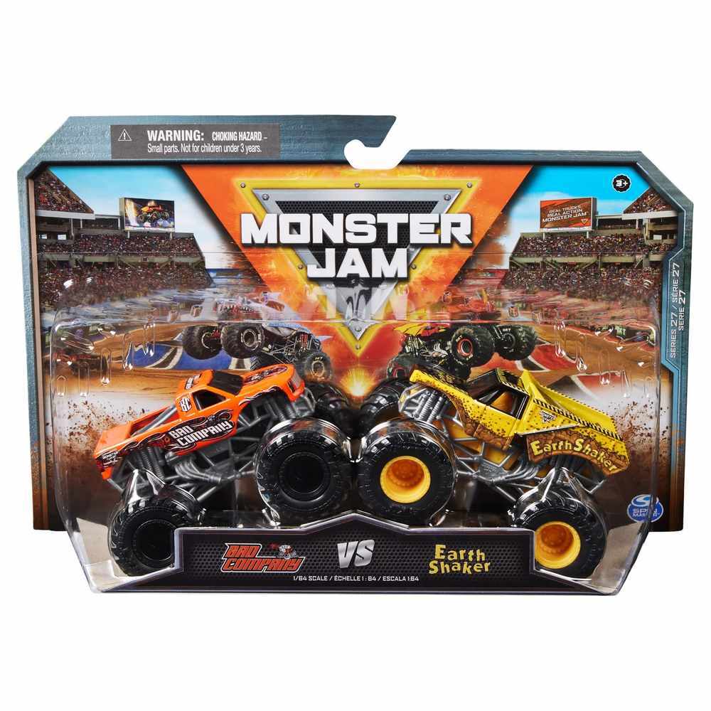 MONSTER JAM 1:64 DIECAST 2 PACK - BAD COMPANY VS EARTH SHAKER
