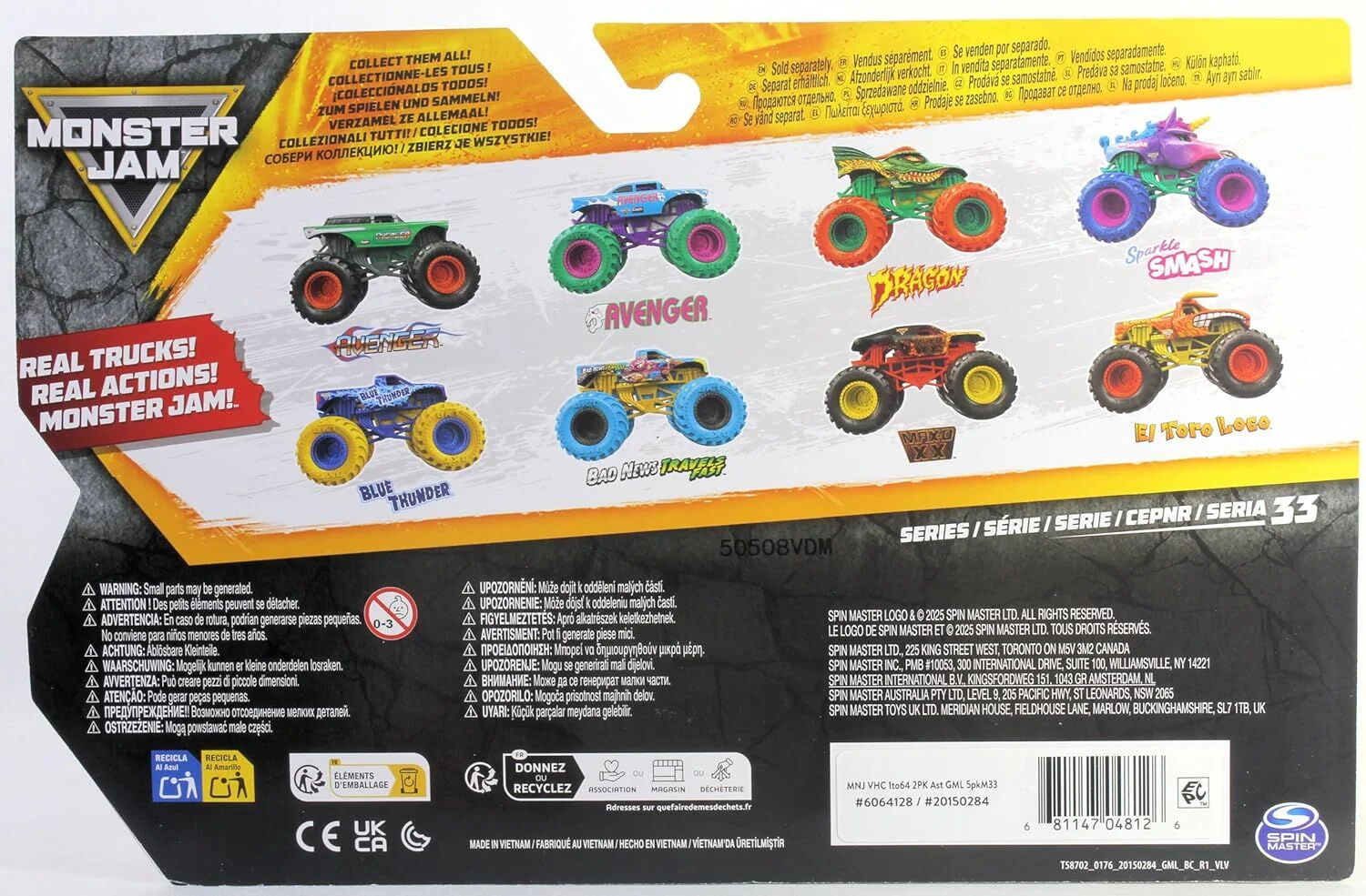 MONSTER JAM 1:64 DIECAST TRUCK 2 PACK - DRAGON AND SPARKLE SMASH - Image 5