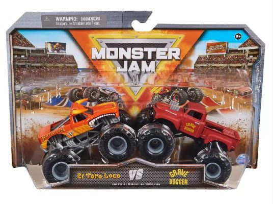 MONSTER JAM - 1:64 DIECAST TRUCKS 2PK - EL TORO LOCO VS GRAVE DIGGER