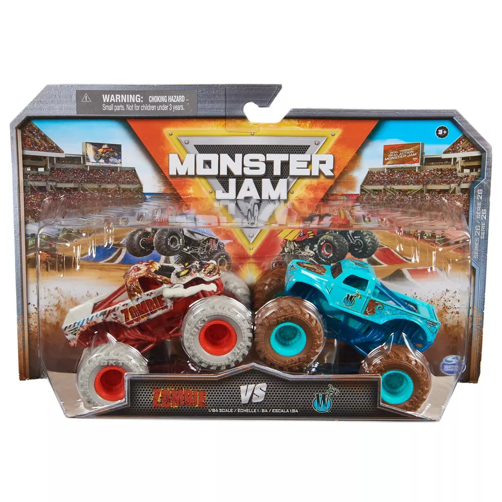 MONSTER JAM - 1:64 DIECAST TRUCKS 2PK - ZOMBIE VS WHIPLASH