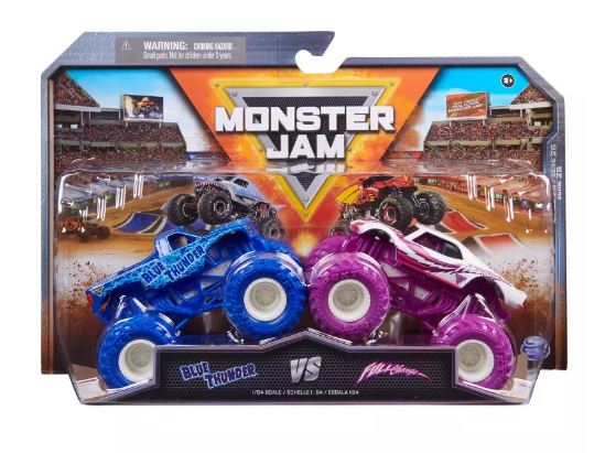 MONSTER JAM - 1:64 DIESCAST TRUCKS 2PK- BLUE THUNDER V FULL CHARGE