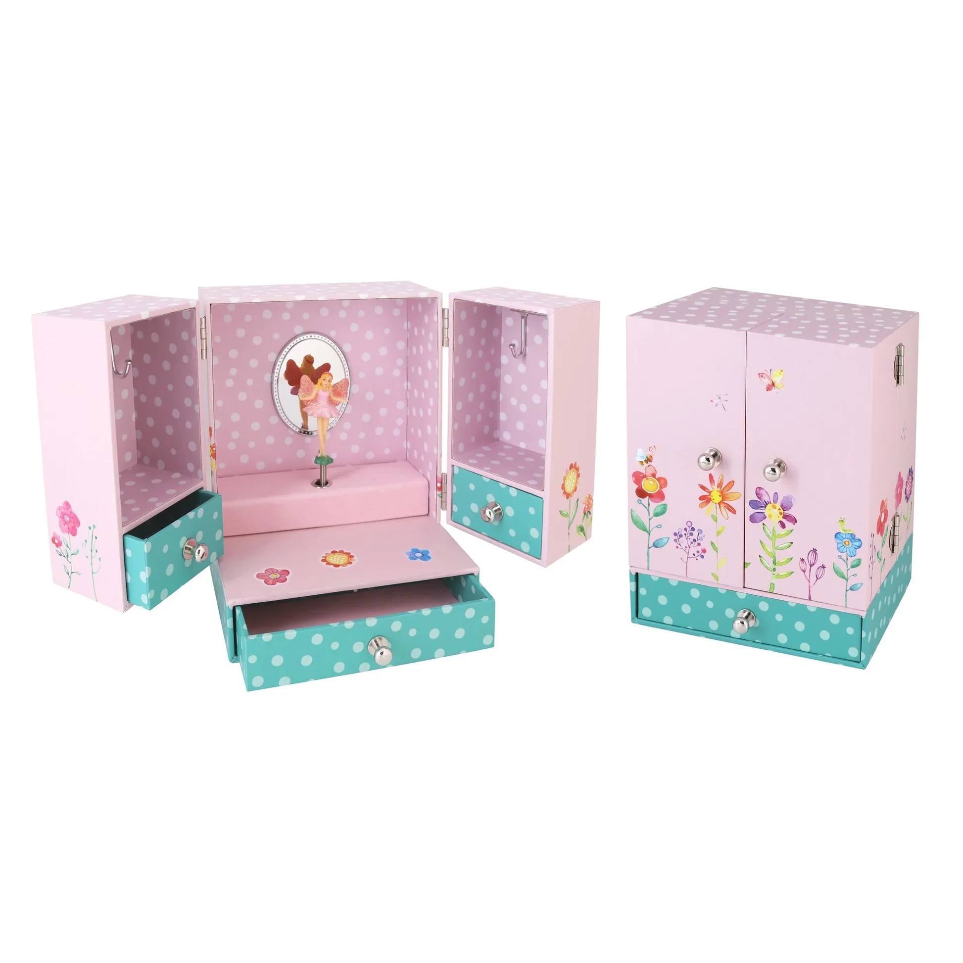 MUSIC BOX WITH WARDROBE - FLORAL FLOWER FAIRY JEWELLERY BOX