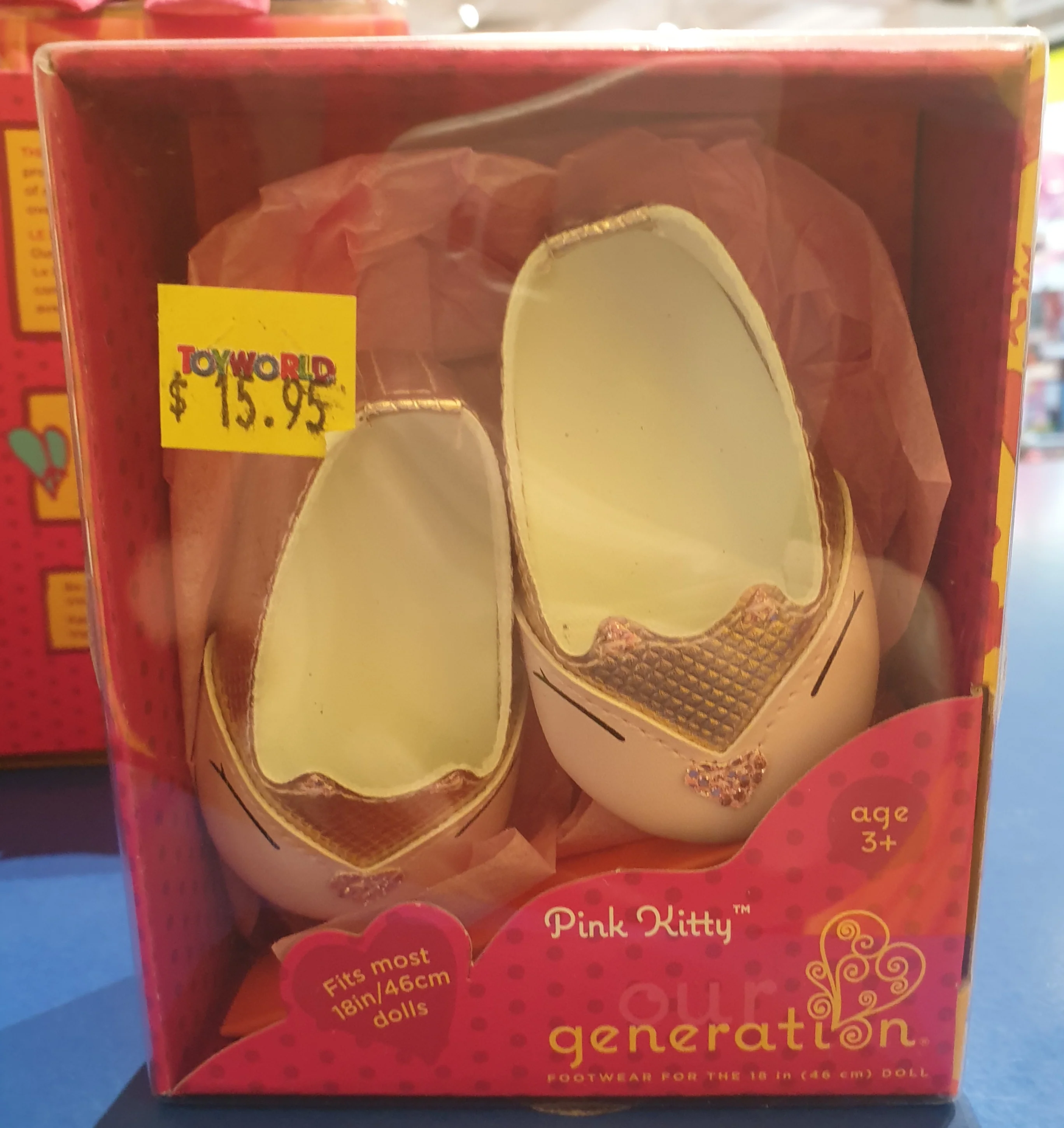 OG 18INCH DOLL SHOES PINK KITTY
