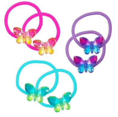 PINK POPPY OMBRE BUTTERFLY HAIR ELASTICS