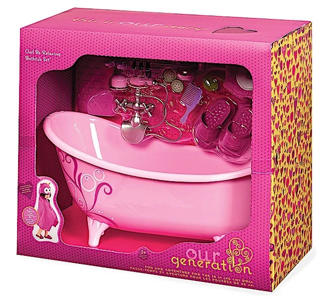 OUR GENERATION PINK BATHTUB AND ACCESSORIES OWL BE RELAXING BATHTUB