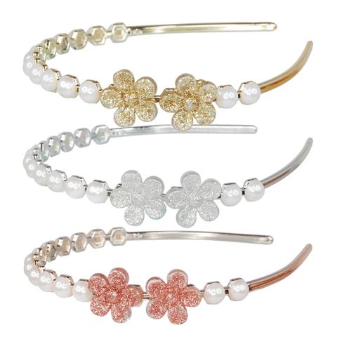 PINK POPPY PEARL AND FLOWER HEADBAND