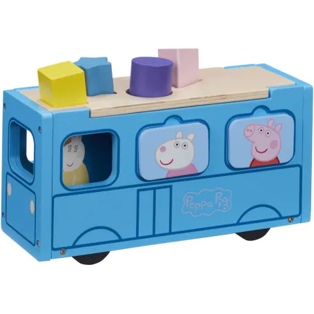 PEPPAS WOODEN PLAY SCHOOL BUS SHAPE SORTER