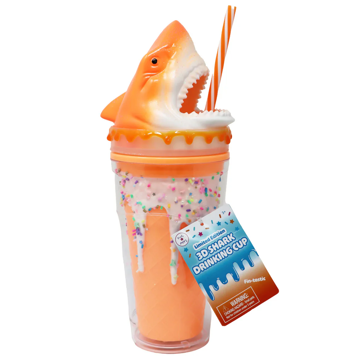 PINK POPPY 3D SHARK DRINKING CUP - ORANGE - Image 2
