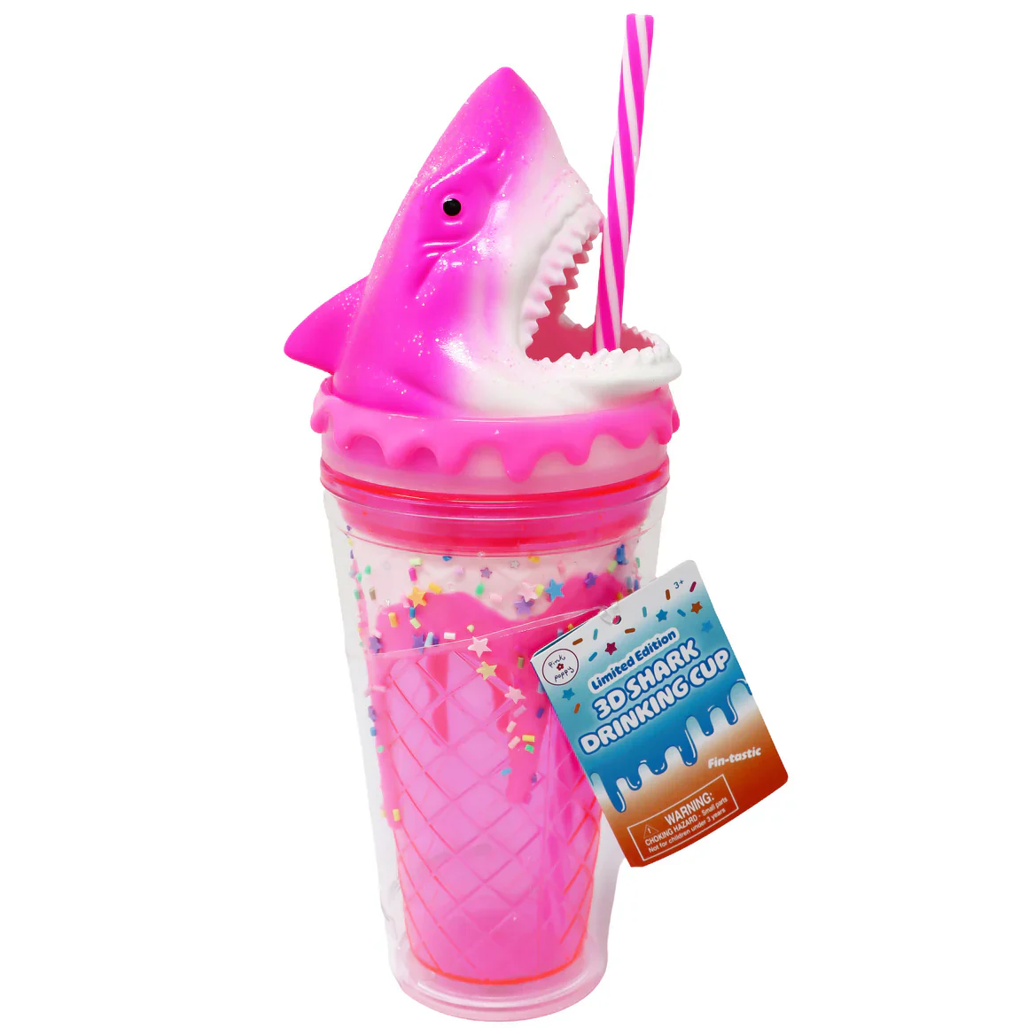 PINK POPPY 3D SHARK DRINKING CUP - PINK
