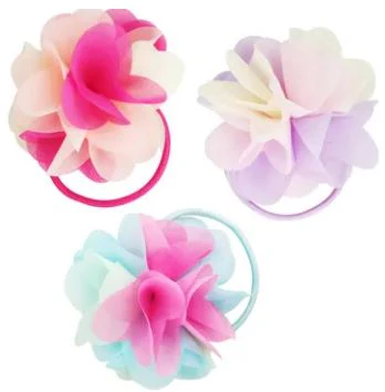 PINK POPPY CARNATION PETALS HAIR ELASTICS