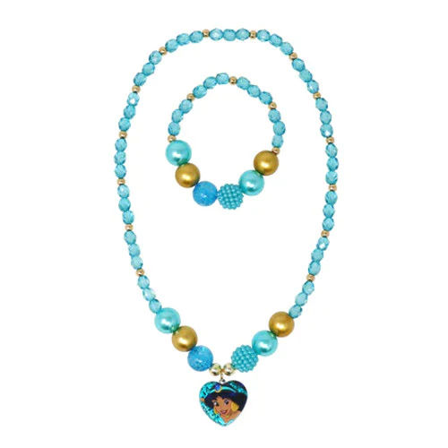PINK POPPY- DISNEY PRINCESS JASMINE PENDANT STRETCH BEADED NECKLACE & BRACELET SET
