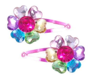 PINK POPPY FLOWER GEM HAIRCLIPS