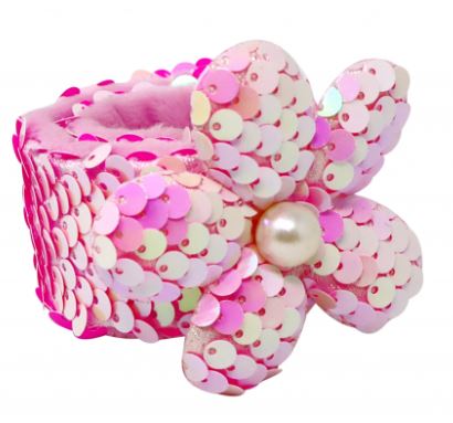 PINK POPPY -FLOWER SEQUIN SLAP BRACELET - Image 2