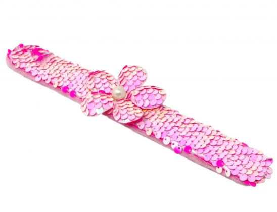 PINK POPPY -FLOWER SEQUIN SLAP BRACELET - Image 3