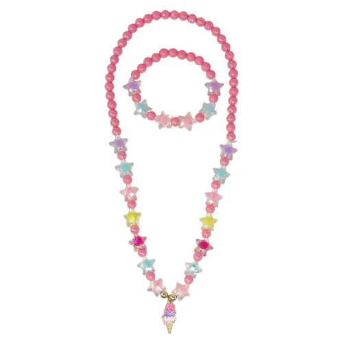 PINK POPPY ICE CREAM CHARM NECKLACE AND BRACELET SET