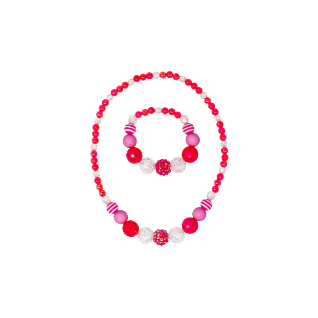 PINK POPPY PINK BEAD BRACELET AND NECKLACE SET