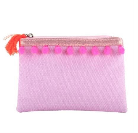 PINK POPPY POM POM PARTY COIN PURSE LILAC