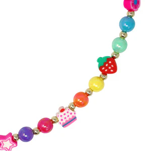 PINK POPPY-RAINBOW SMILEY FACE AND FRUIT NECKLACE & BRACELET SET - Image 3