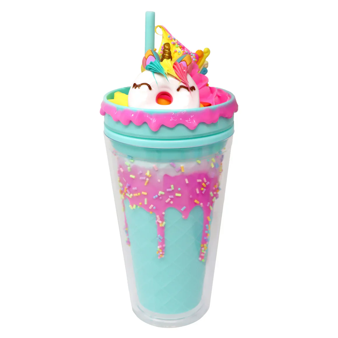 PINK POPPY UNICORN DONUT DRINKING CUP - BLUE - Image 2