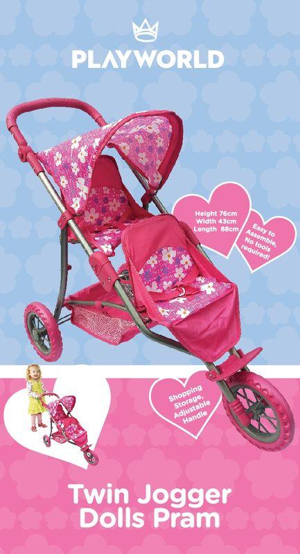 PLAYWORLD DOLL TWIN JOGGER PINK WF