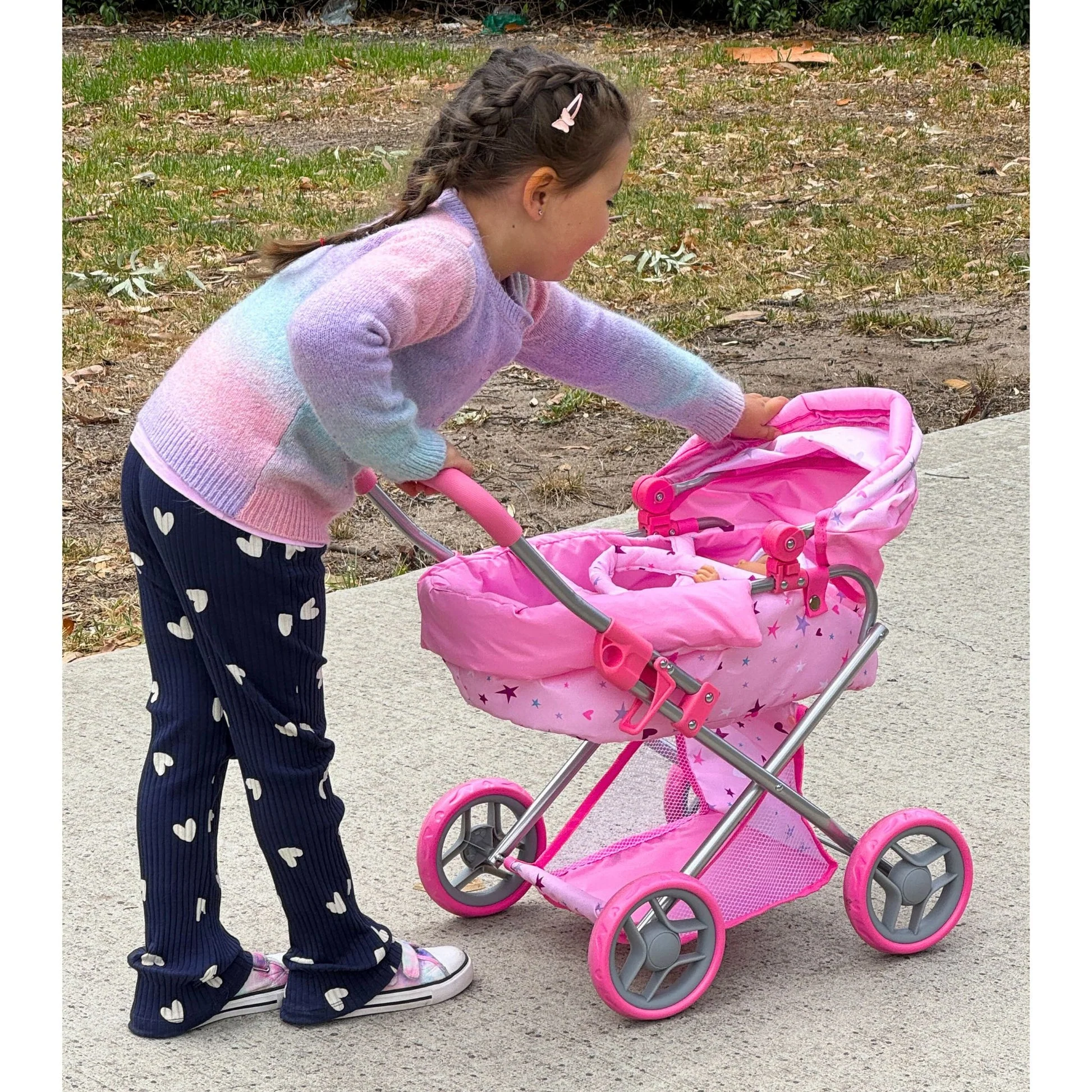 PLAYWORLD MEDIUM DOLL PRAM PINK - Image 4