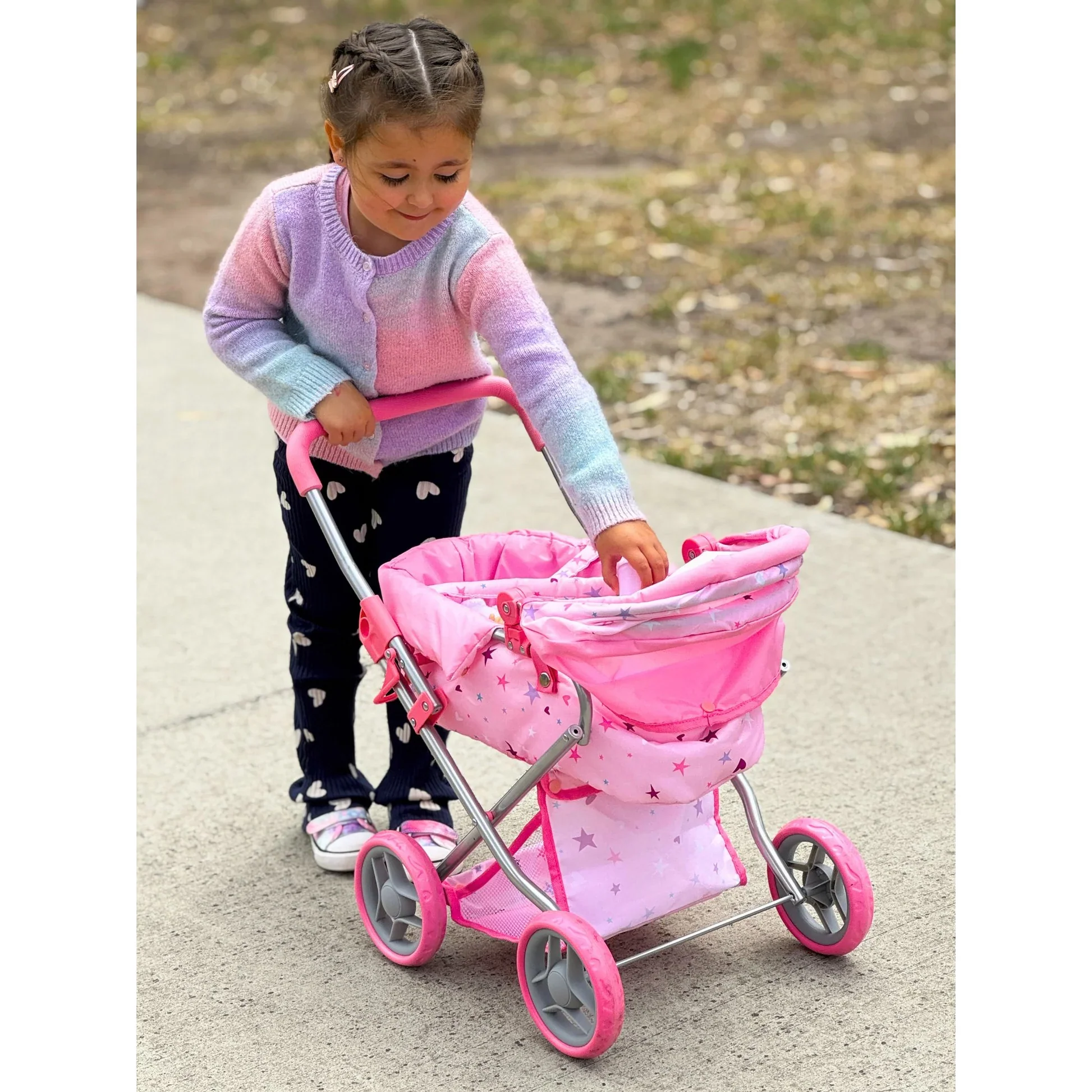 PLAYWORLD MEDIUM DOLL PRAM PINK - Image 5