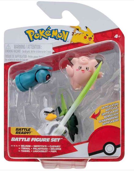 POKEMON BATTLE FIGURE FIGS ASST BELDUM, SIRFETCH'D, CLEFAIRY