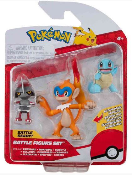 POKEMON BATTLE FIGURE FIGS ASST PAWNIARD, MONFERNO, SQUIRTLE