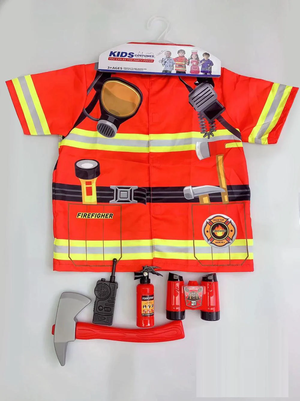 FIRE FIGHTER DRESS UP COSTUME 3+ 5 PIECES