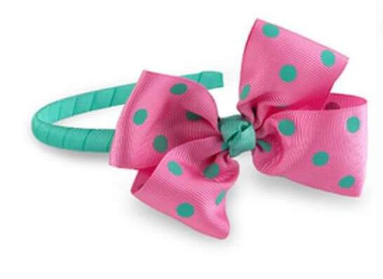 PINK POPPY POLKA DAT BOW HEADBAND