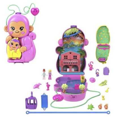 POLLY POCKET - ADVENTURES IN RIO - MOMMA MONKEY AND BABY PURSE COMPACT - Image 4
