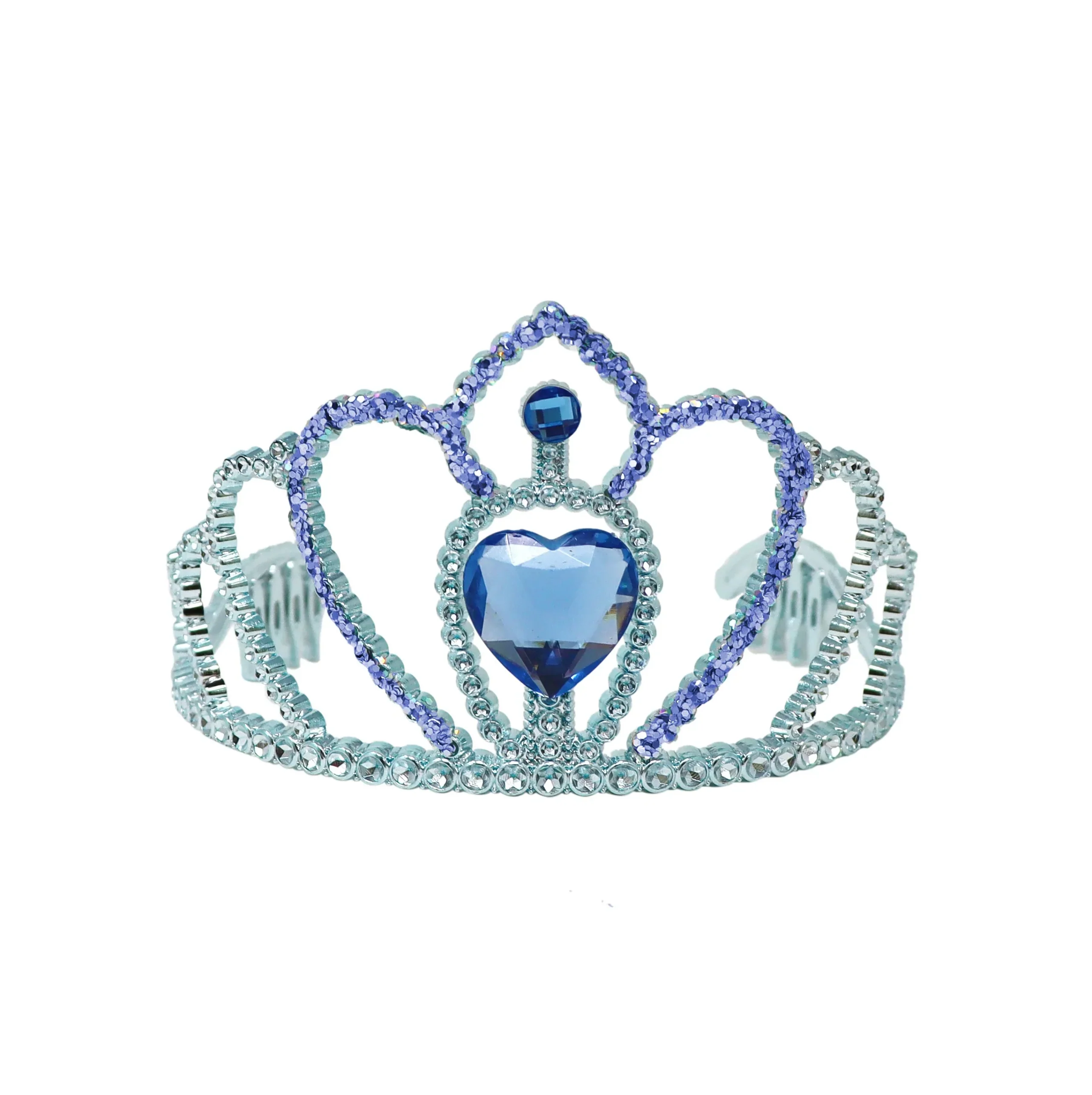 PINK POPPY PRINCESS SAPPHIRE CROWN WITH HEART GEMSTONE AND GLITTER