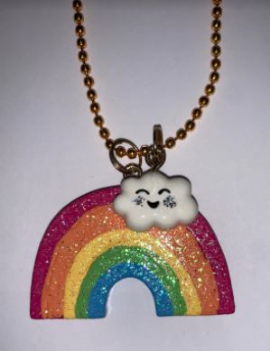 RAINBOW AND CLOUD CHARM NECKLACE