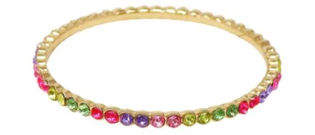 PINK POPPY RAINBOW SPARKLING GEMSTONE GOLD BANGLE